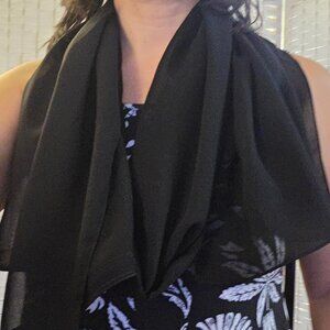 Elegant Black Sheer-Chiffon Shawl Scarf